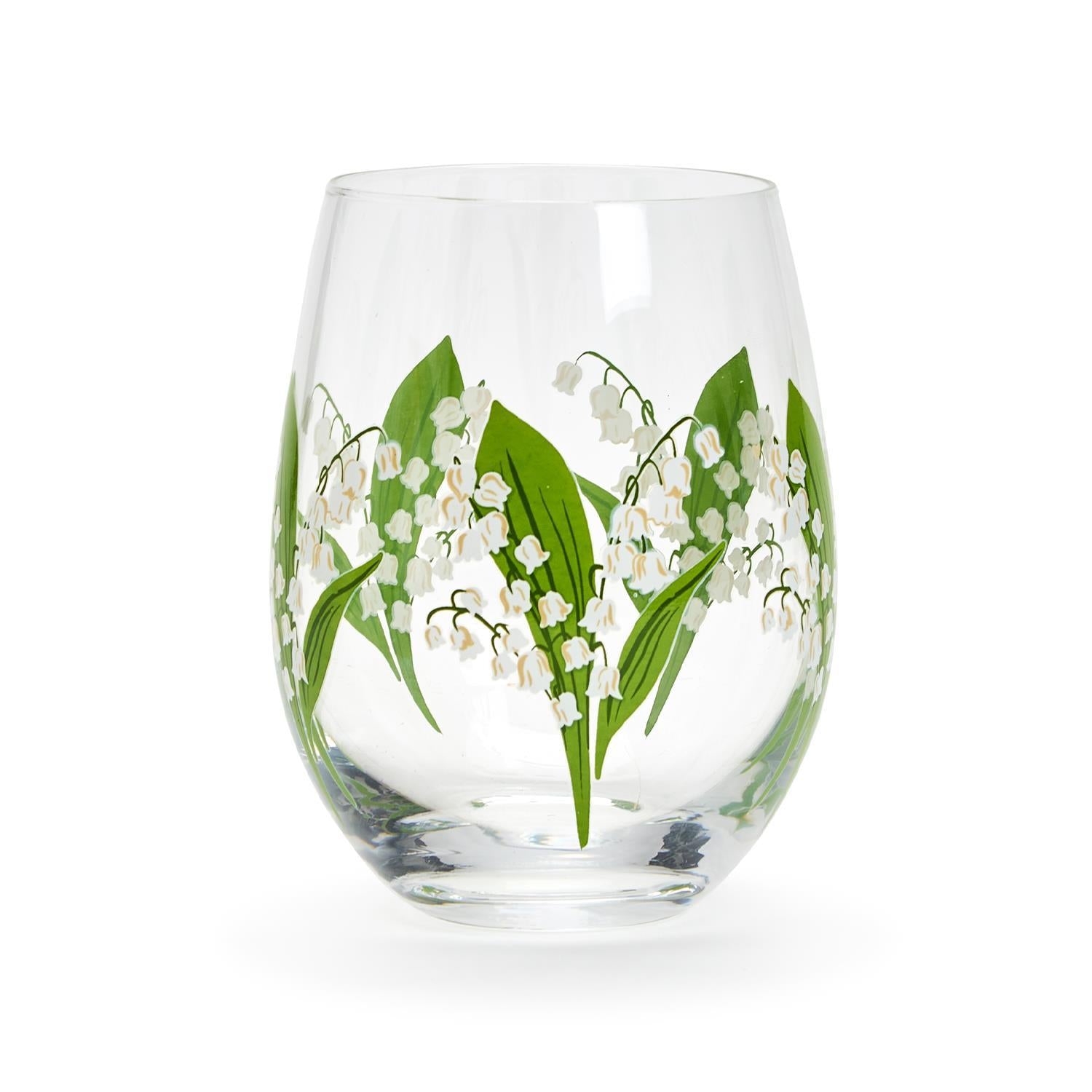 Lily of the Valley Stemless Wine Glass - Set of Four Lily of the Valley Stemless Wine Glass - Set of Four